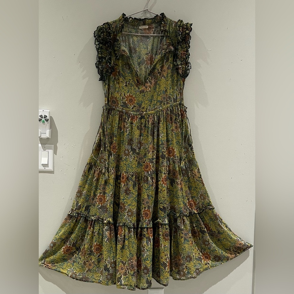 Floral Ruffle Sleeve Maxi Beach Dress